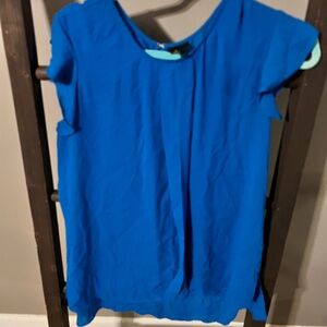 Worthington blue dress top with ruffle sleeve